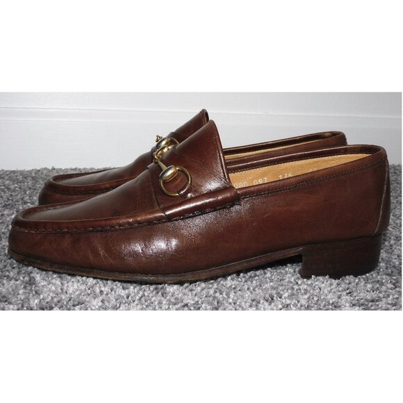 Vintage Gucci Men's Horsebit Brown Leather Loafers - Size 10.5 US - 44 EU - Picture 7 of 10